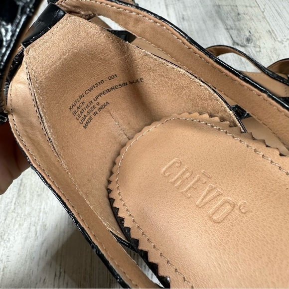 Crevo Kailtin Sandals Women's 9 Leather Open Toe Block Heel Memory Foam - Picture 6 of 7